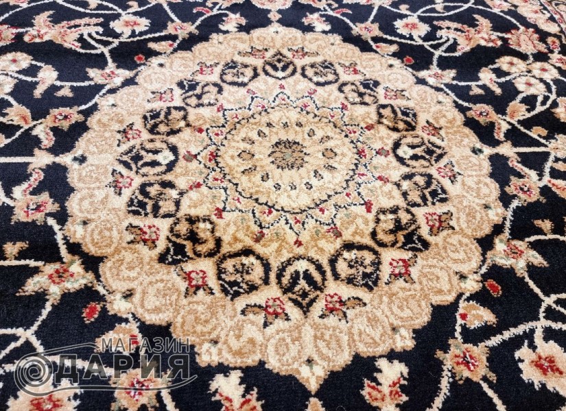 Тъкан персийски килим Blue stones 1656 black/cream